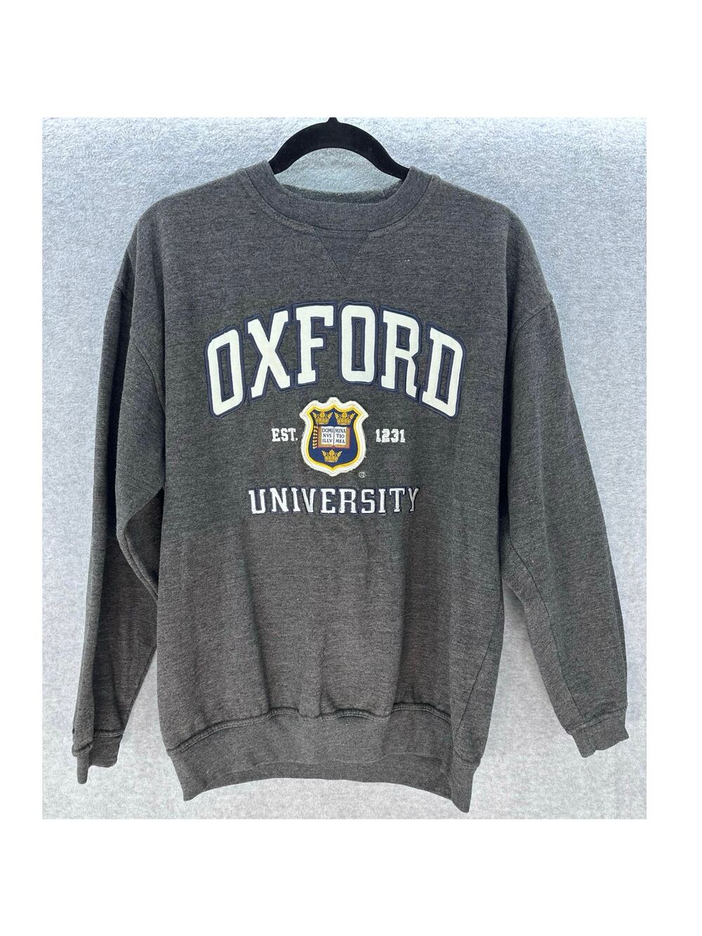 VTG Oxford University Women's L (Men's M) Grey Official Sweatshirt Collegiate UK - Picture 1 of 10
